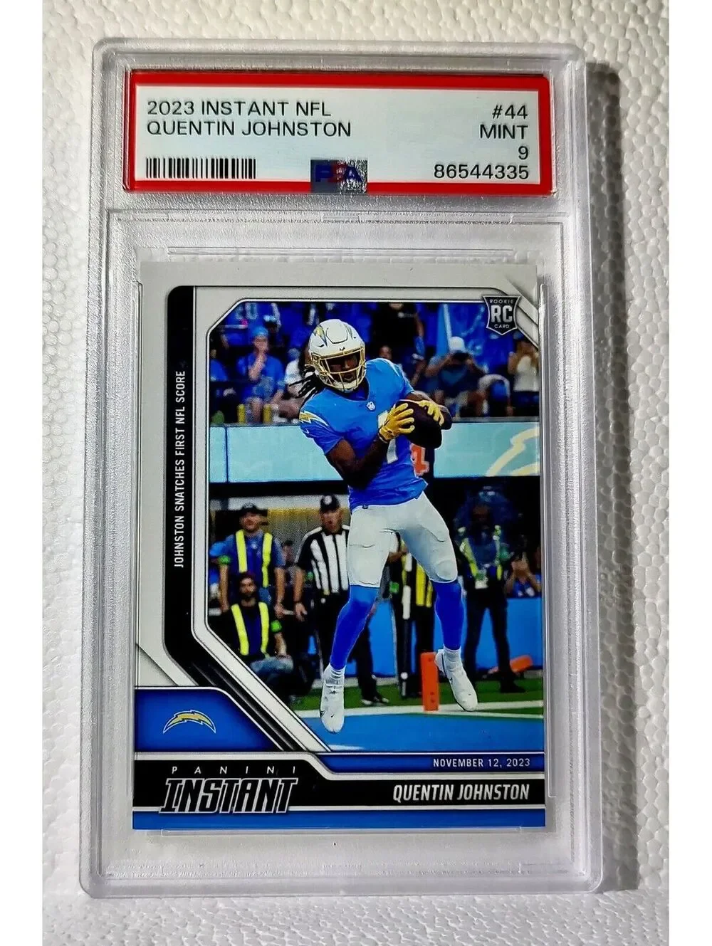 Quentin Johnston 2023 Panini NFL Rookie #44 Card 1 of 88 Chargers PSA 9 Mint